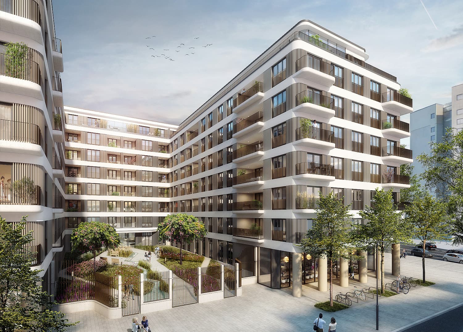 Wohnen am Tivoli in Ljubljana: Blick in den Innenhof